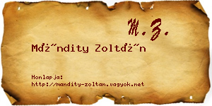 Mándity Zoltán névjegykártya